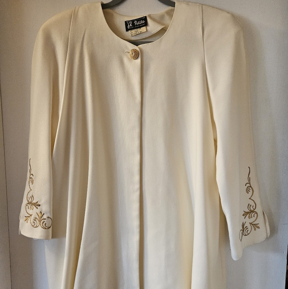 Joseph Ribkoff Cream Coat with Gold Embroidery